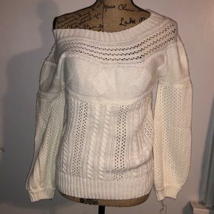White off the shoulder sweater